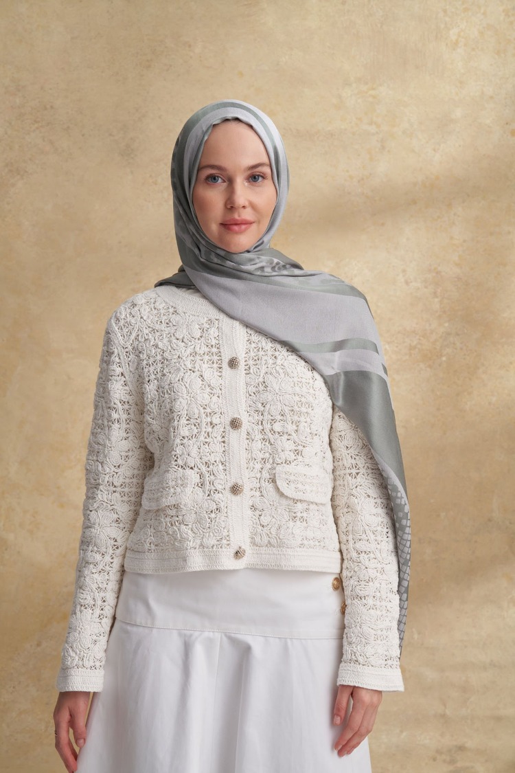 Armanda - 3304 Fiori Jakar Leopar Desen - Keten Yeşili