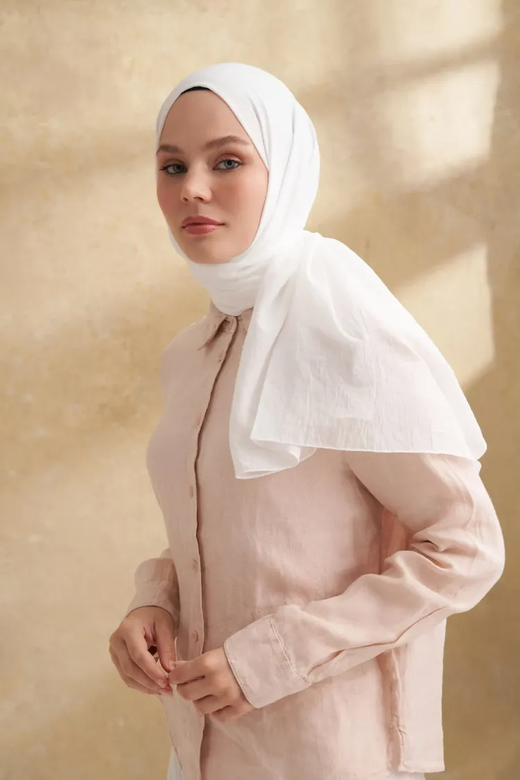 ARMANDA - 3009 Rustik Pamuksu Şal - Krem