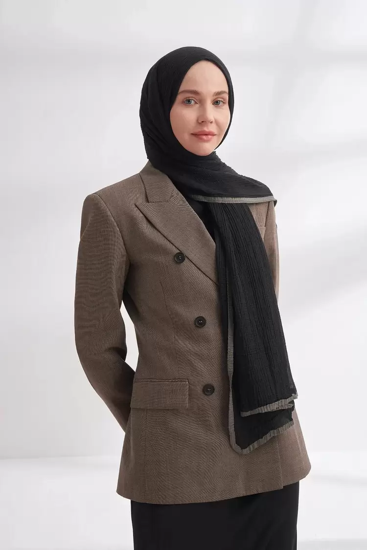 ARMANDA -  3352  Müslin Biyeli Şal - SİYAH