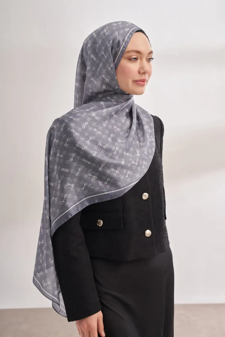 ARMANDA - 3361 Monogram Desen Şal - Gri