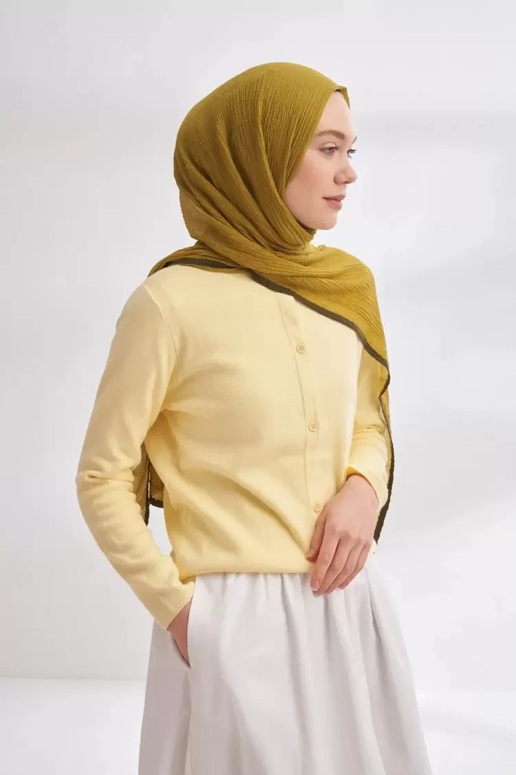 ARMANDA -  3352  Müslin Biyeli Şal - ZEYTİN