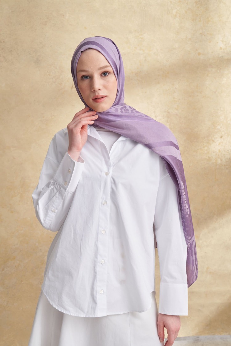 Armanda - 3304 Fiori Jakar Leopar Desen - Leylak