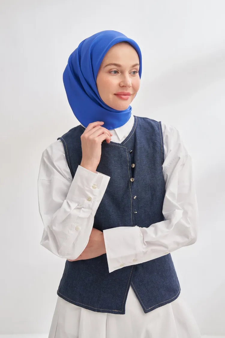 ARMANDA - 4400 Premium Twill İpek Eşarp - Saks