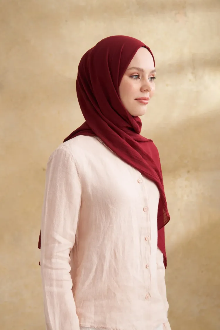 ARMANDA - 3009 Rustik Pamuksu Şal - Bordo