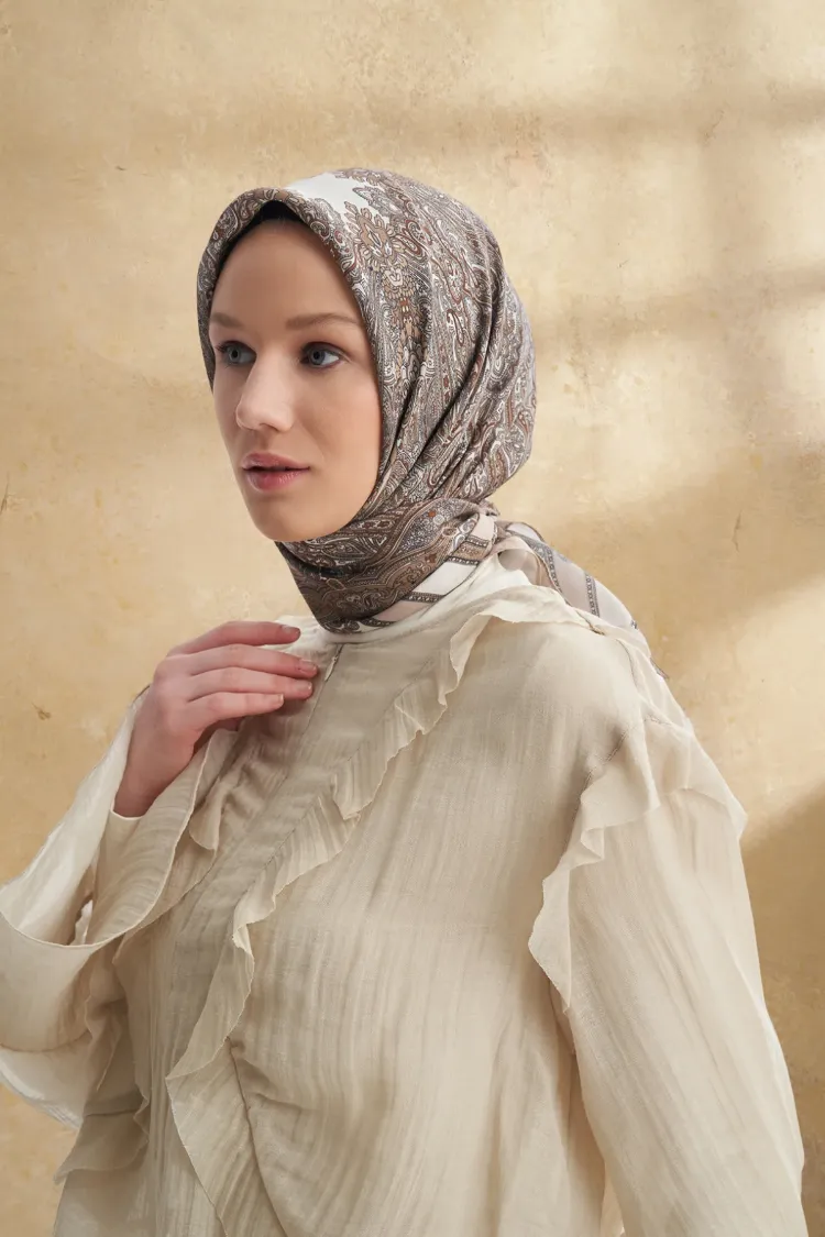 ARMANDA - 3152 Jardın Desen Eşarp - Bej