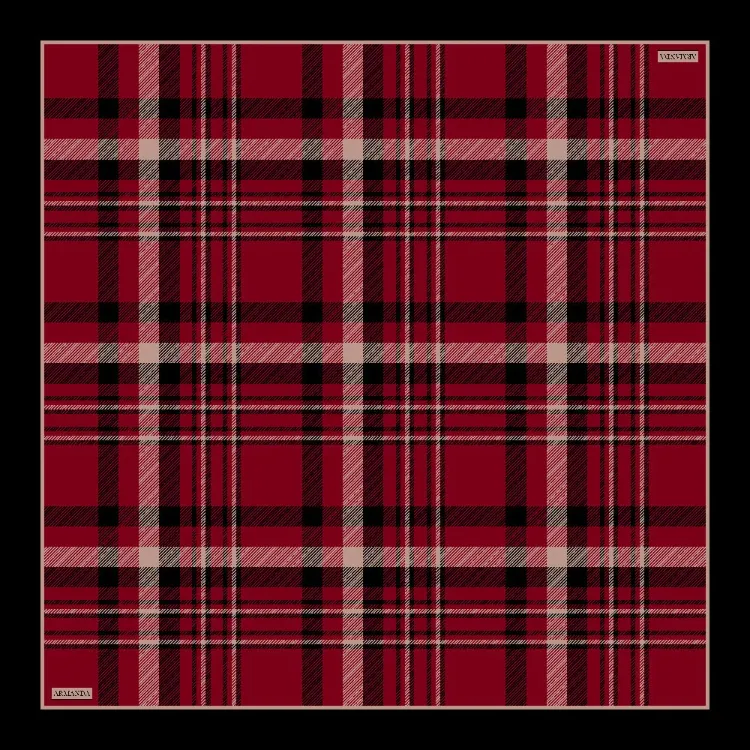 ARMANDA - 4358 Naya Desen Twill İpek Eşarp - Bordo