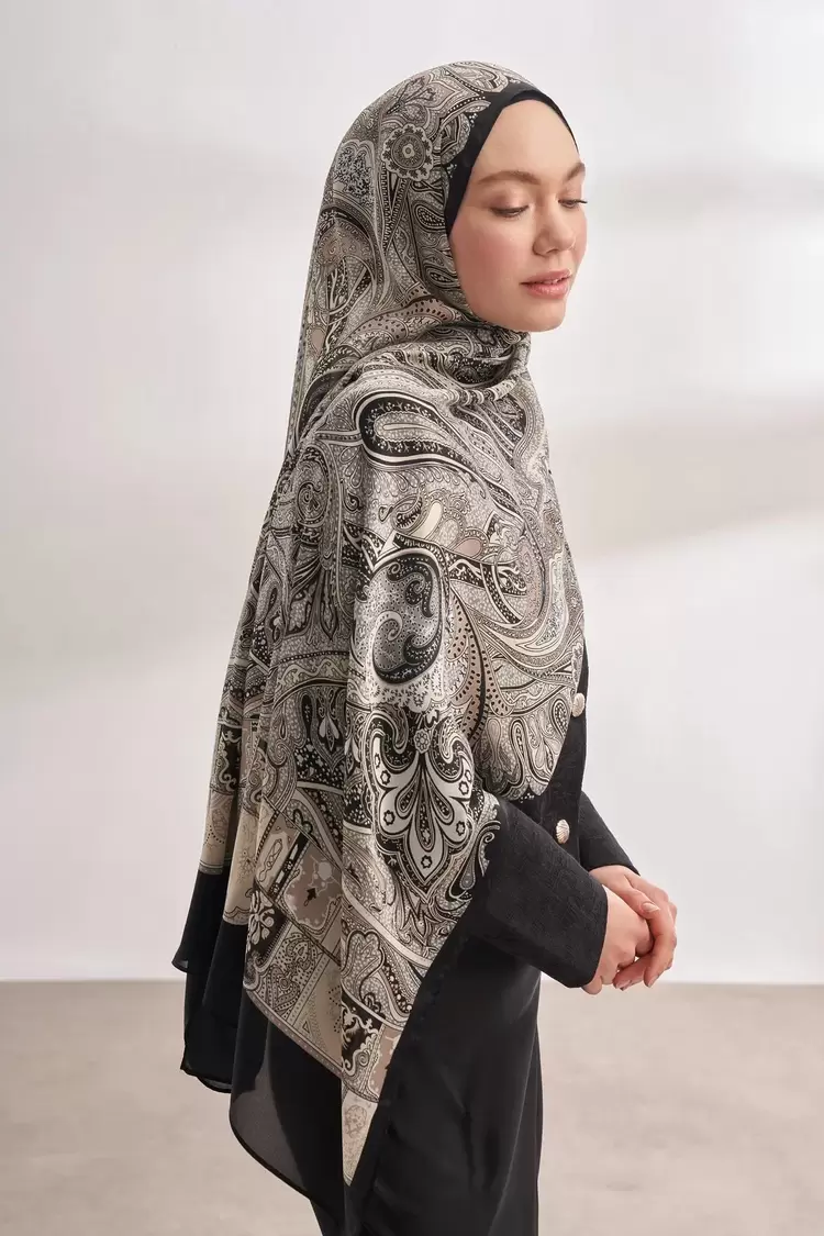 ARMANDA - VUAL MYSTIC DESEN ŞAL -SİYAH KREM