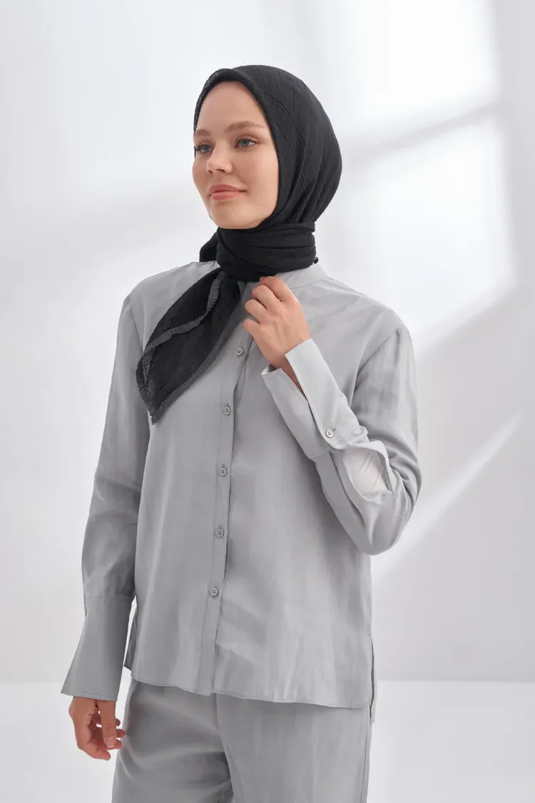 ARMANDA - 3353 Müslin Biyeli Eşarp - Siyah