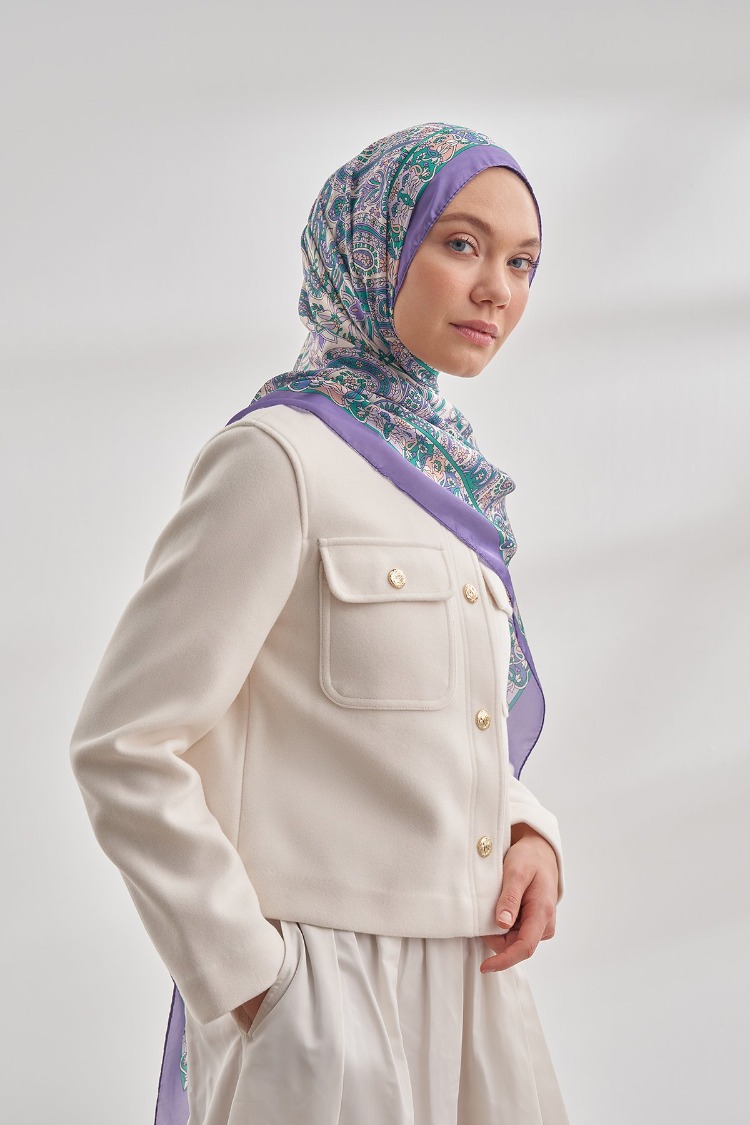 ARMANDA - 6035 Pashmina Desen Şal - Leylak