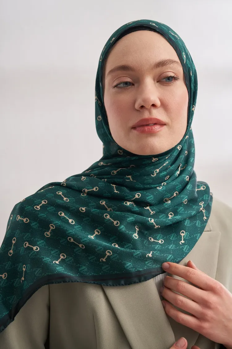 ARMANDA - 3361 Monogram Desen Şal - Zümrüt