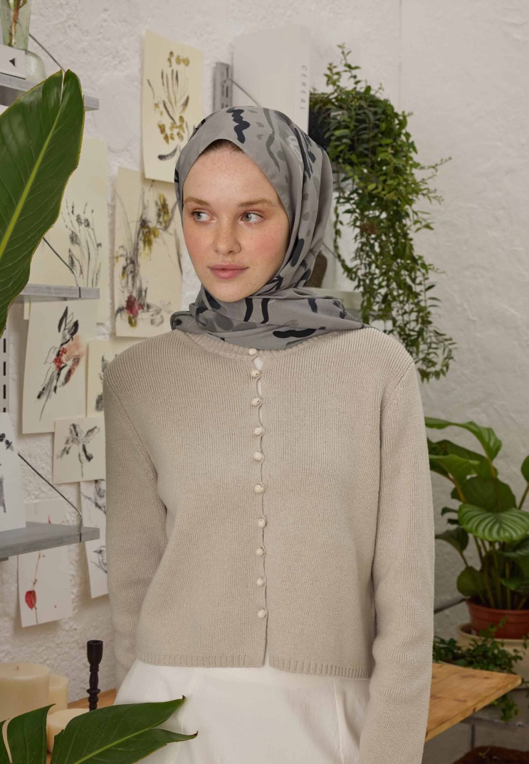 FRESH SCARFS - Aura Desen Şal - Gri