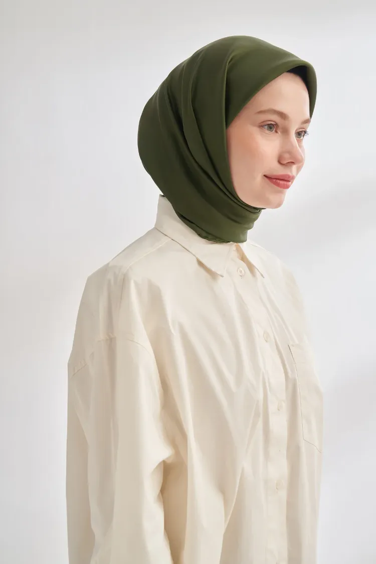 ARMANDA - 4400 Premium Twill İpek Eşarp - Haki