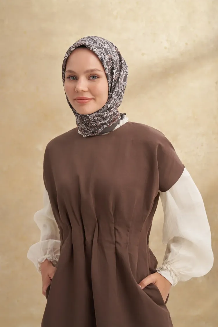 ARMANDA - 3151 Gaina Desen Eşarp - Vizon