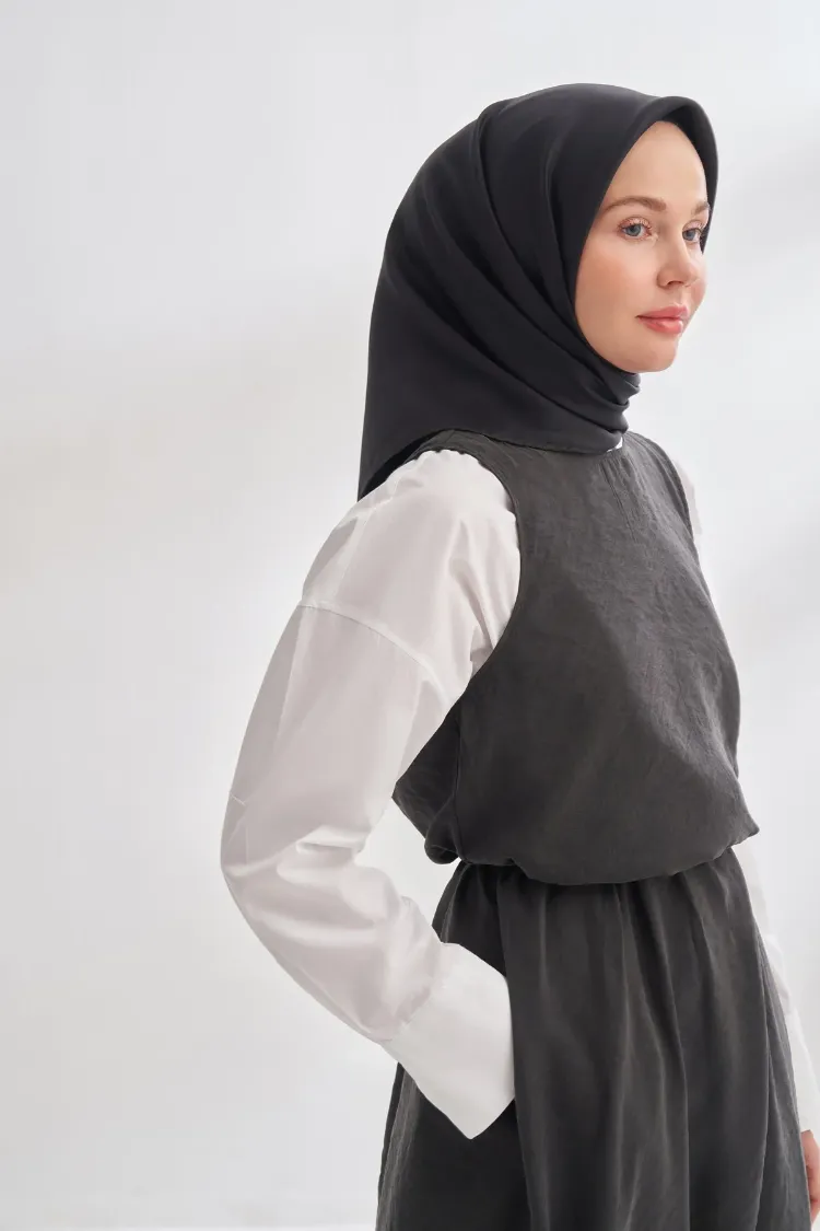ARMANDA - 4400 Premium Twill İpek Eşarp - Siyah