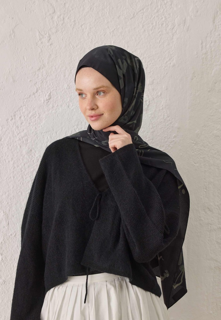 FRESH SCARFS - Aura Desen Şal - Siyah