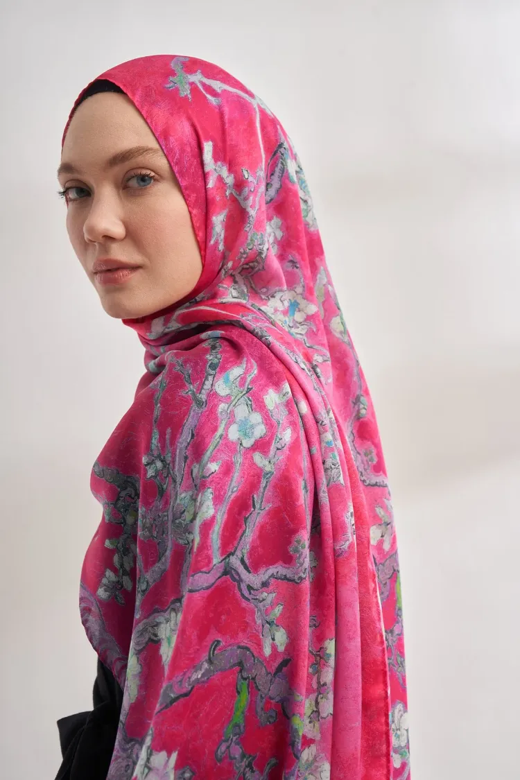 ARMANDA - 4464 Van Gogh Şal - Fuşya