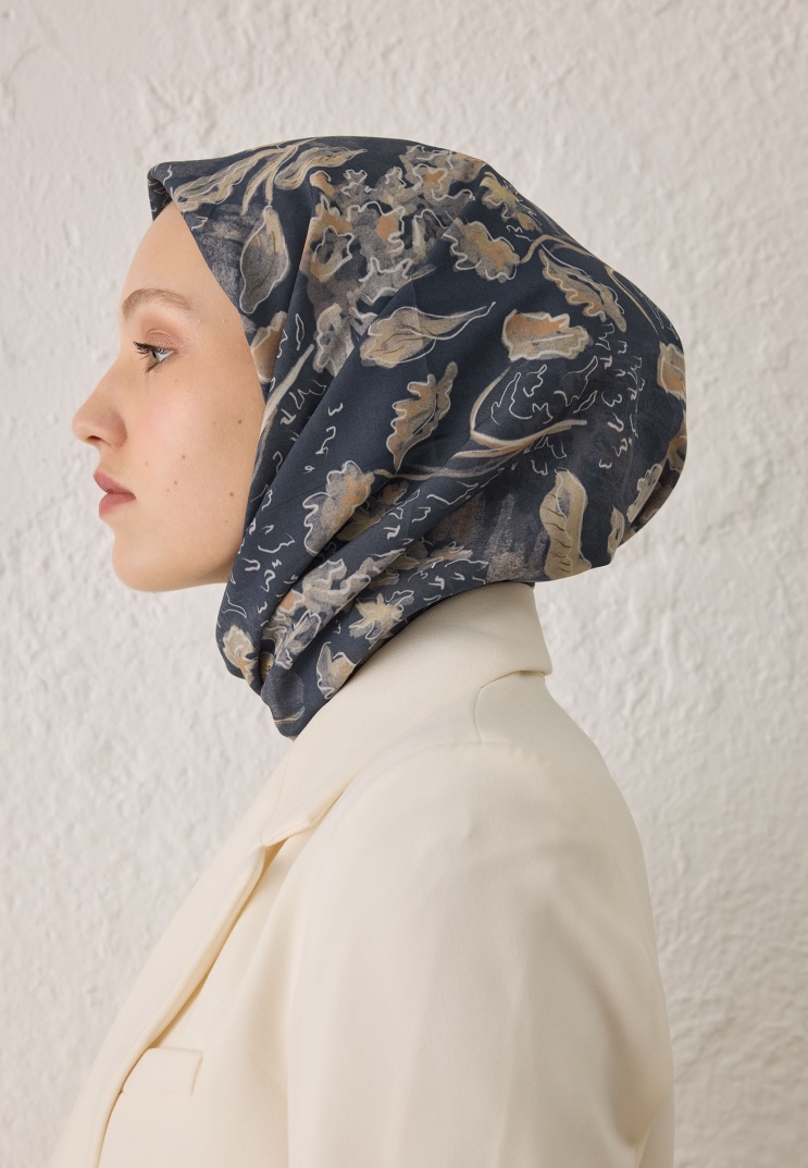 FRESH SCARFS - Elora Desen Pamuk İpek Eşarp - Antrasit