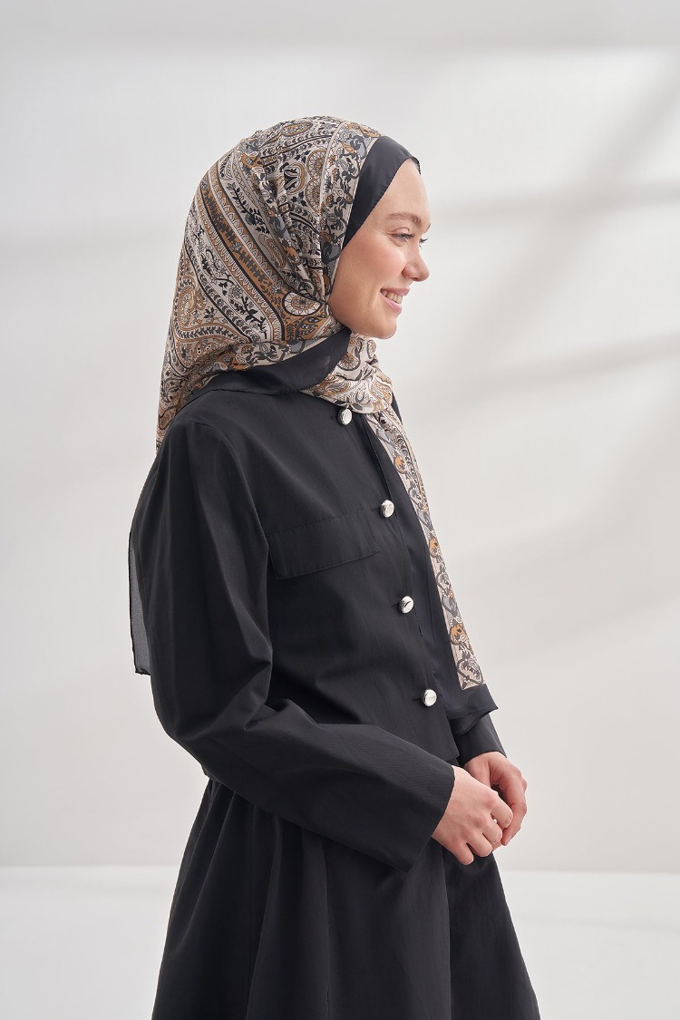ARMANDA - 6035 Pashmina Desen Şal - Siyah Kamel