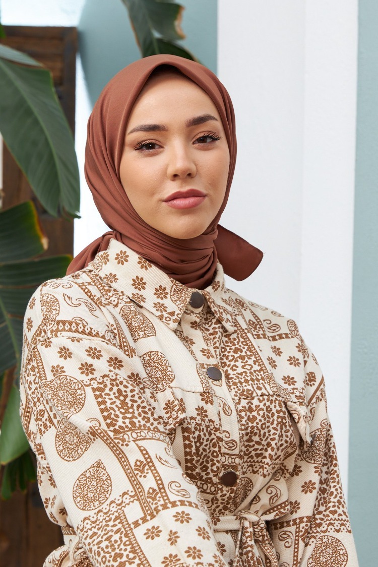 Silk Home Twill Eşarp 11343 - Kahverengi