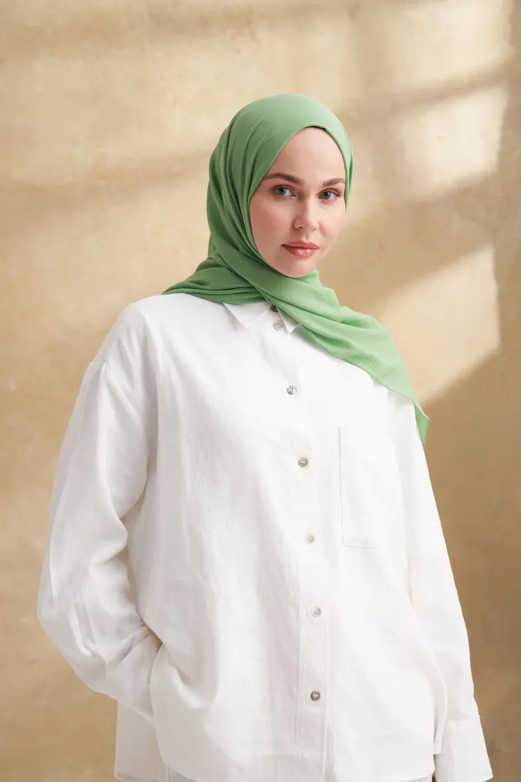 ARMANDA - 3009 Rustik Pamuksu Şal - Kaşmir Yeşili