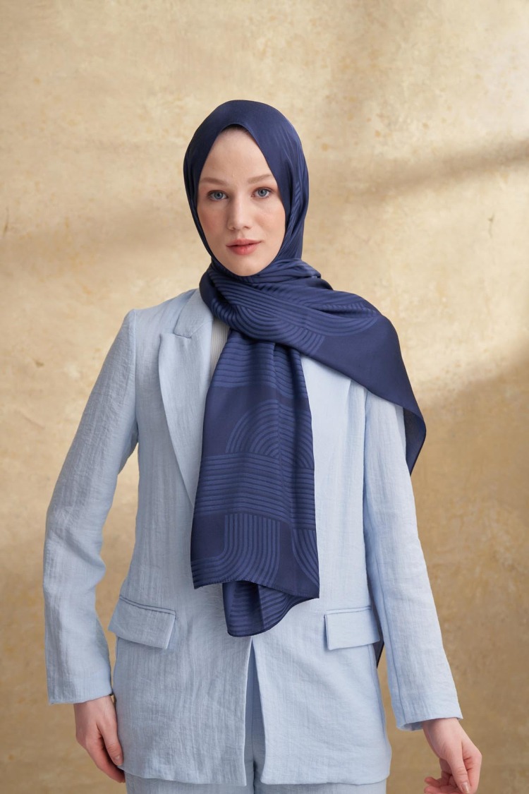 Armanda - 3305 Fiori Jakar Line Desen - Lacivert
