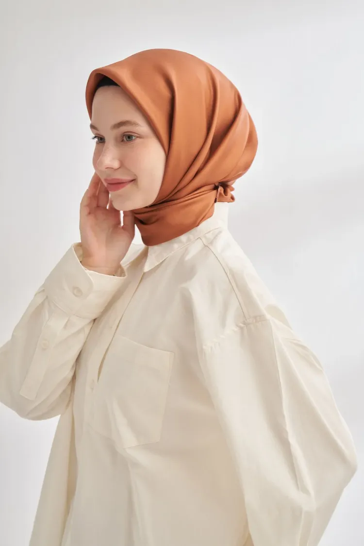 ARMANDA - 4400 Premium Twill İpek Eşarp - Kiremit