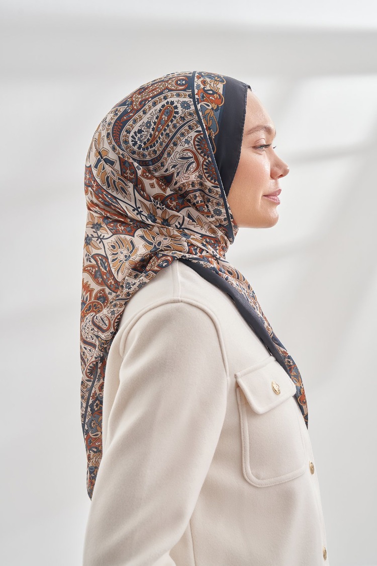 ARMANDA - 6035 Pashmina Desen Şal - Siyah Taba
