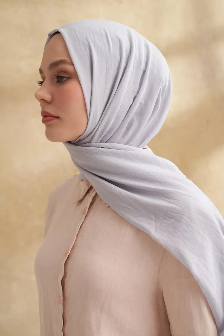 ARMANDA - 3009 Rustik Pamuksu Şal - Gümüş