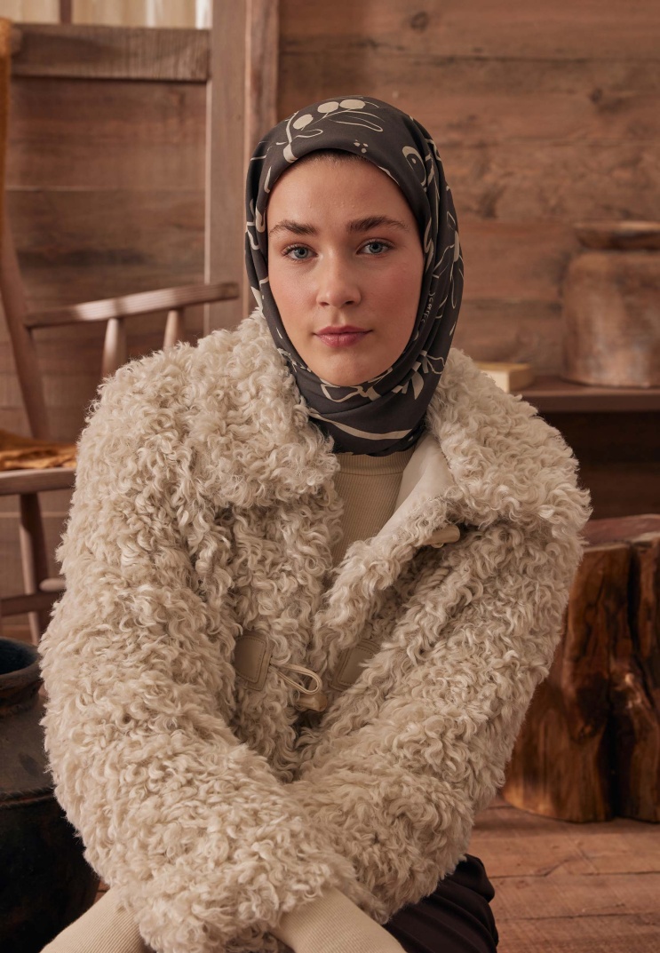 Fresh Scarfs - Luna Desen Pamuk İpek Eşarp - Acı Kahve