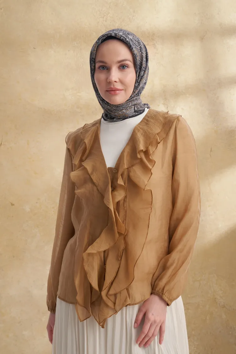 ARMANDA - 3155 Vintage Desen Eşarp - Siyah Gold