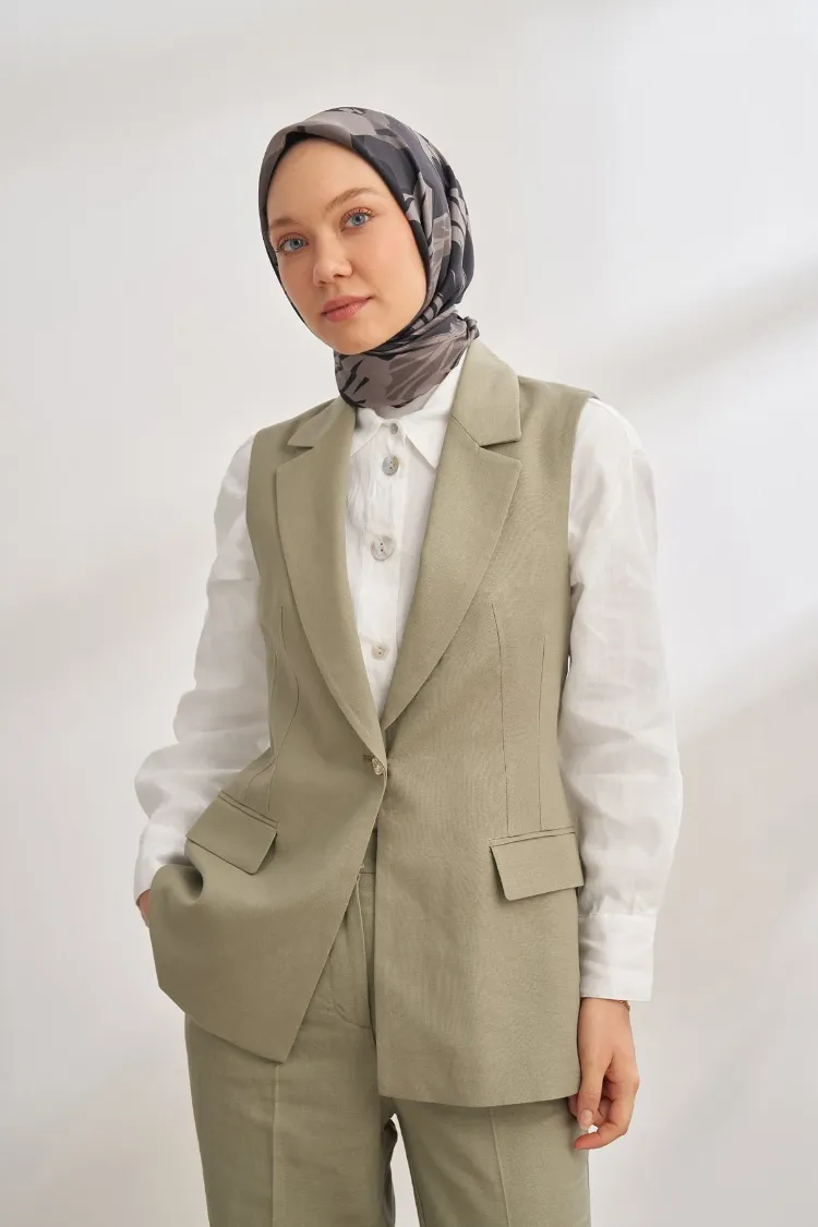 ARMANDA - 4351 Dahlia Desen Twill İpek Eşarp - Siyah Füme