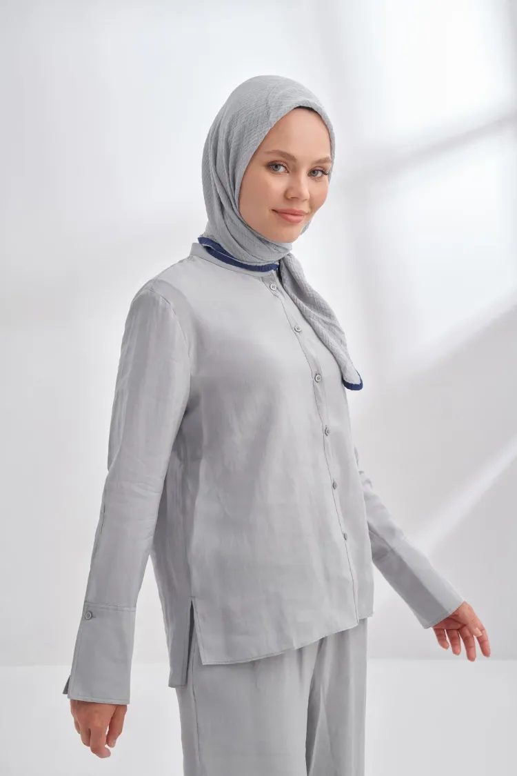 ARMANDA - 3353 Müslin Biyeli Eşarp - Açık Gri