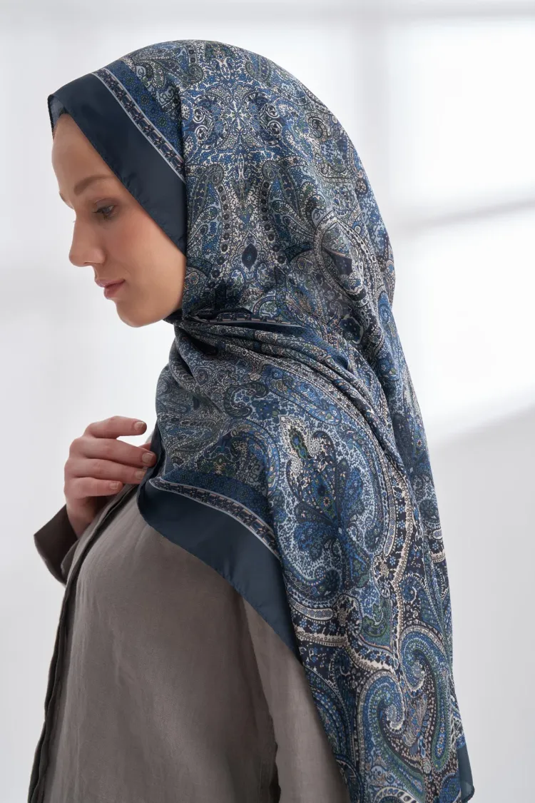 ARMANDA -6036 Etnik Desen Şal - Royal Blue
