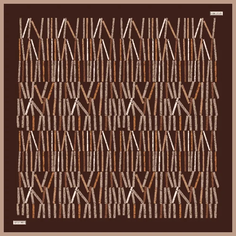 ARMANDA - 4353 Rora Desen Twill İpek Eşarp - Acı Kahve