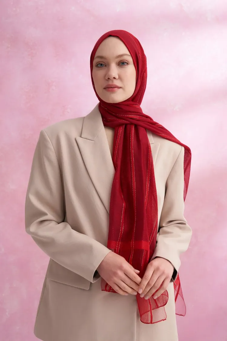 ARMANDA - 3324 İpekli Ruby Şal - Kırmızı