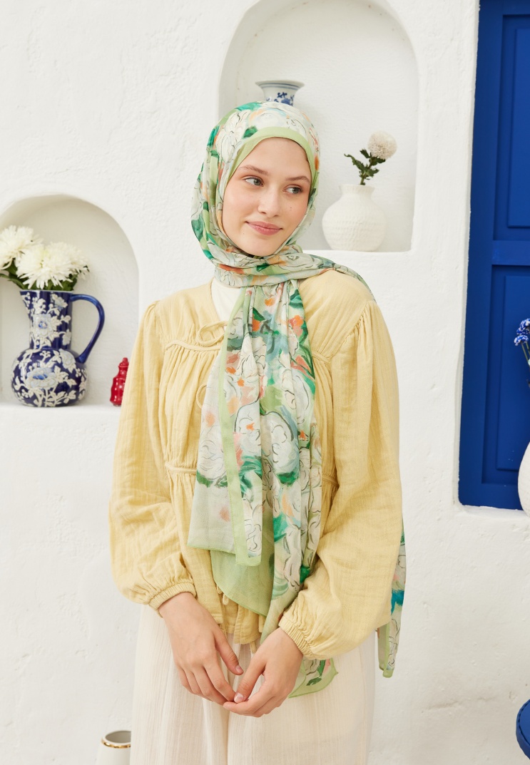 FRESH SCARFS - Linda Desen Rami Şal - Açık Yeşil