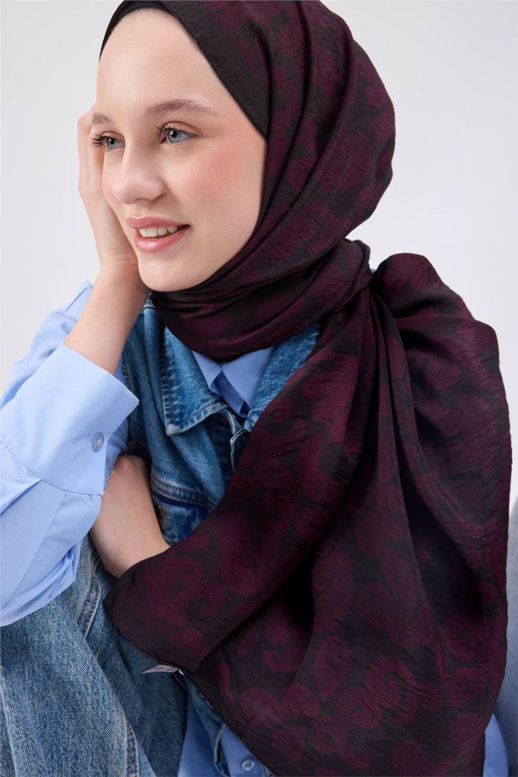 SİLK HOME - Urban Hours Harmony Koyu Kahverengi Mayda Şal 190X70