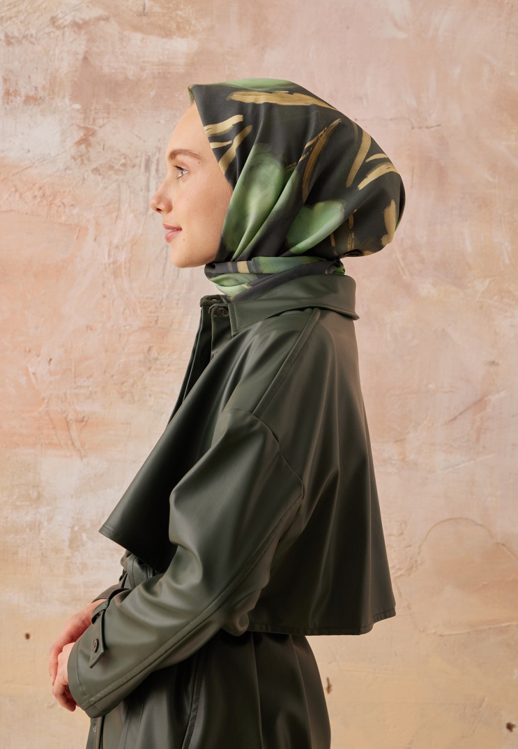Fresh Scarfs - Darcy Desen Pamuk İpek Eşarp - Koyu Yeşil