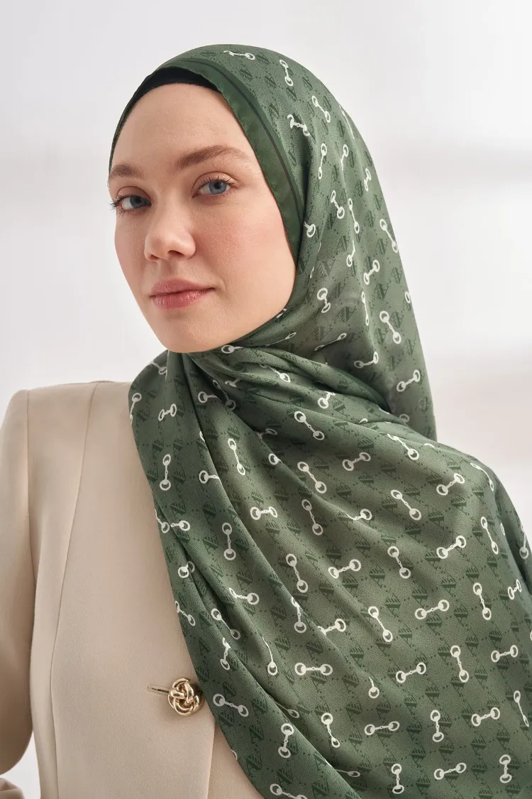 ARMANDA - 3361 Monogram Desen Şal - Haki