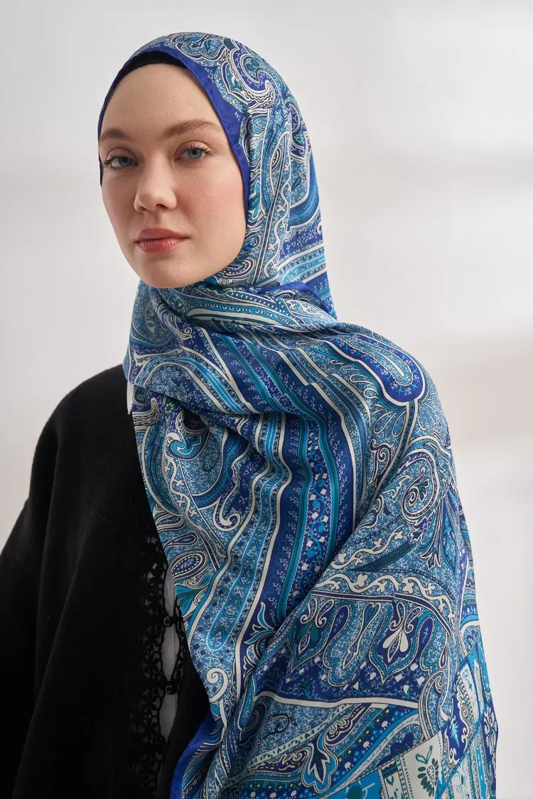 ARMANDA - 4456 Mystic Desen Şal - Saks