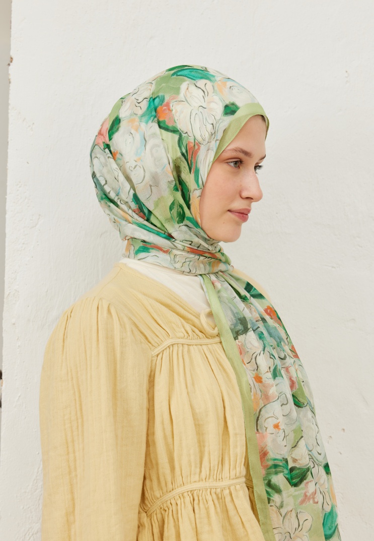 FRESH SCARFS - Linda Desen Rami Şal - Açık Yeşil