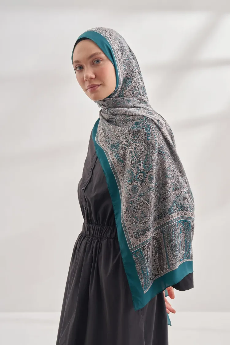 ARMANDA - 6036 Etnik Desen Şal - Zümrüt