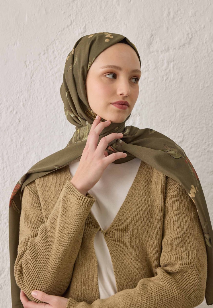 Fresh Scarfs - Hazel Desen Şal - Askeri Haki
