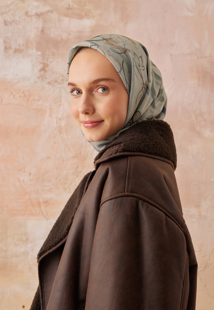 FRESH SCARFS - Hera Desen Pamuk İpek Eşarp - Mint Yeşili