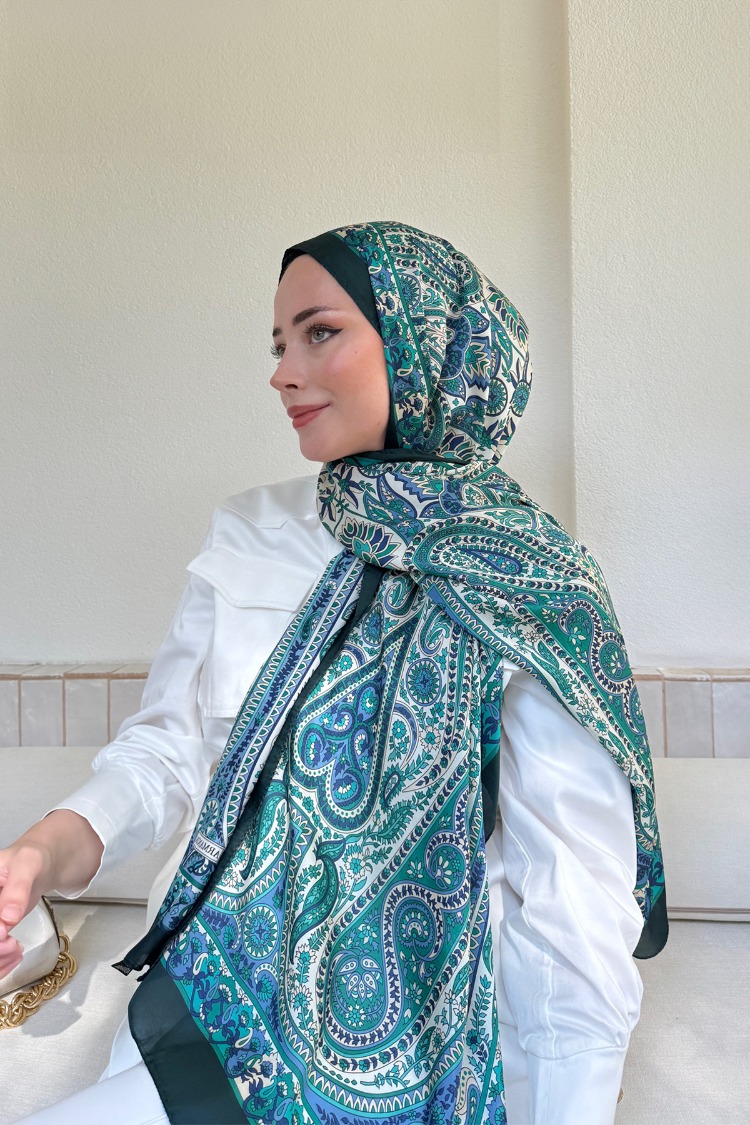 ARMANDA - 6035 Pashmina Desen Şal - Zümrüt