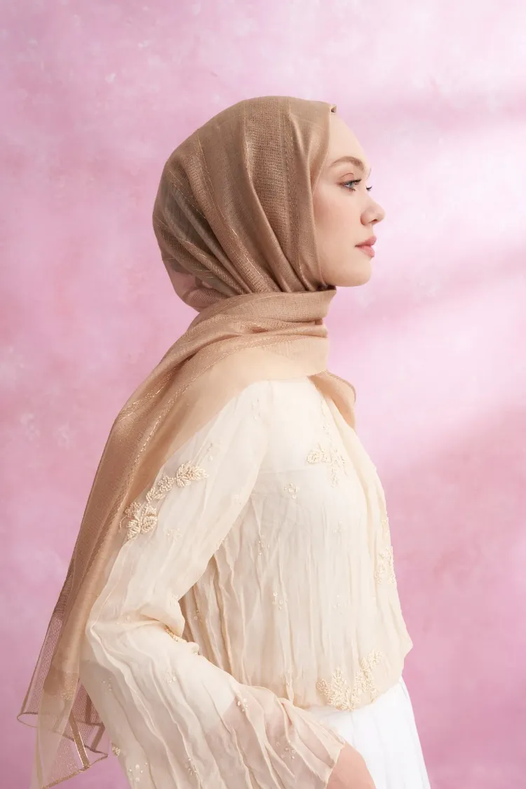ARMANDA - 3324 İpekli Ruby Şal - Koyu Bej