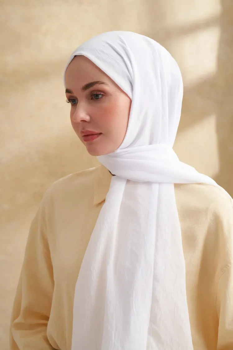 ARMANDA - 3009 Rustik Pamuksu Şal - Kırık Beyaz