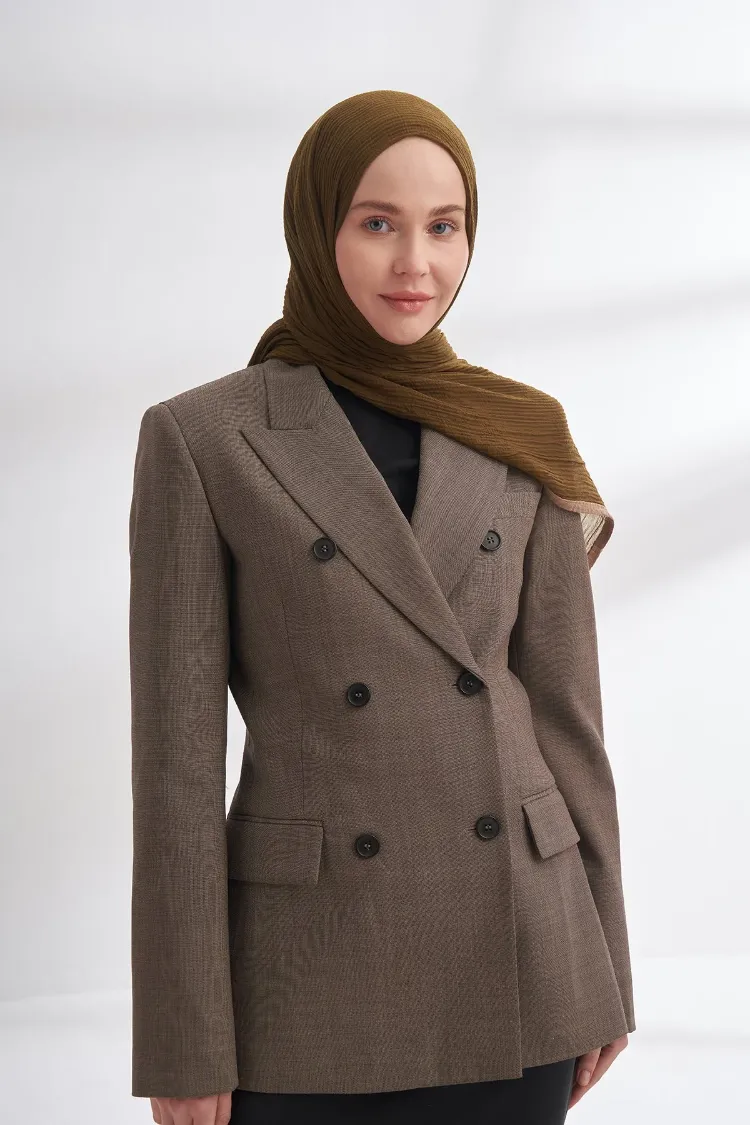 ARMANDA - 3352 Müslin Biyeli Şal - Yosun