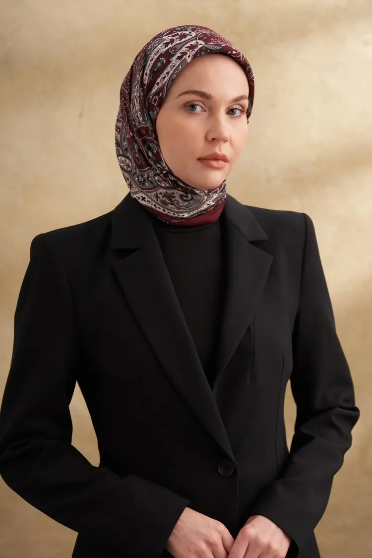 ARMANDA - 3153 Bahia Desen Eşarp - Bordo