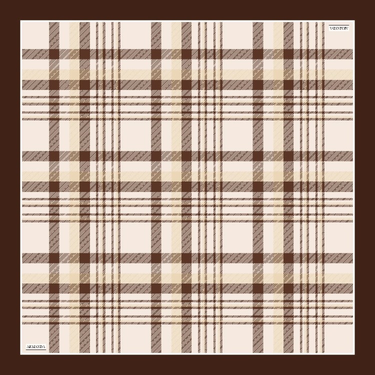 ARMANDA - 4358 Naya Desen Twill İpek Eşarp - Kahve